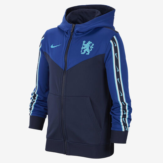 Football Hoodies & Sweatshirts-Nike, Chelsea F.C. Repeat, Older Kids' Nike Dri-FIT Full-Zip Hoodie